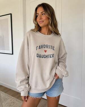 “Favorite Daughter” Sweatshirt in Soft Taupe